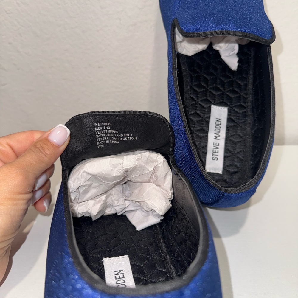 Steve Madden Blue Velvet Slip-On Loafers - Picture 5 of 5